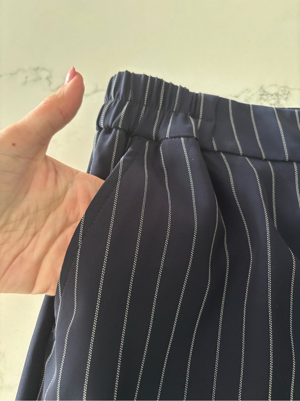 a new day Navy Pinstripe Wide-Leg Trousers - Picture 5 of 8